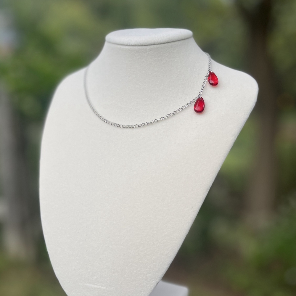 VAMPIRE BITE Halloween Inspired Necklace 13-15 inch Choker - Stainless Steel